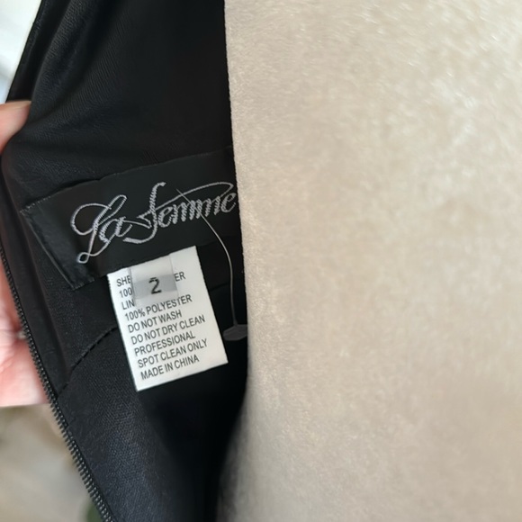 La Femme 28547 Plunge Neck A-Line Gown - Picture 9 of 9